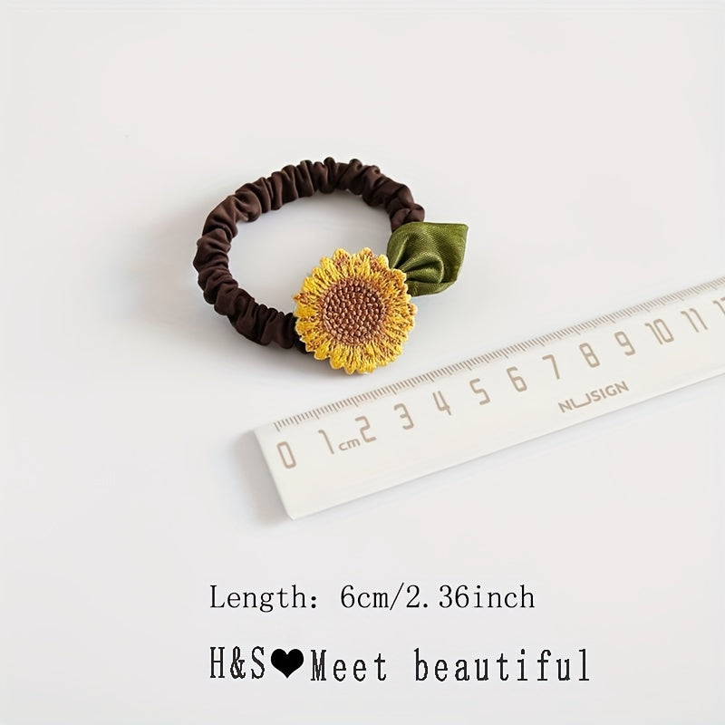 Sunflowers Decor Hair Tie Hair Bands Ponytail Holders Girls Hair Accessories