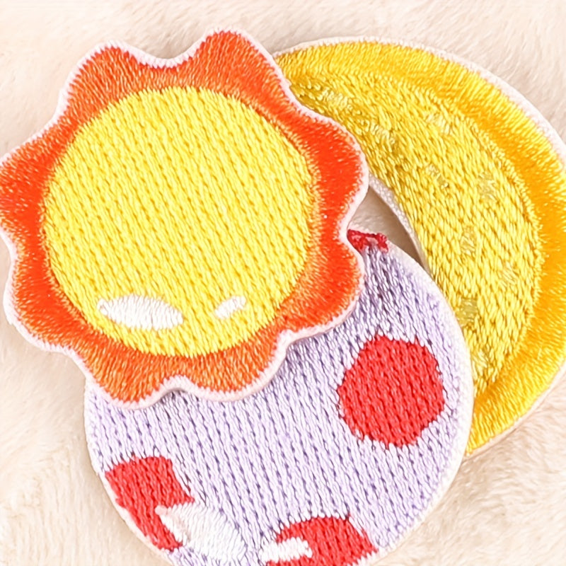 5 Pcs Sun Moon Embroidery Badge Stickers for Girls Kids