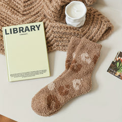 Star & Bow Plush Socks Soft Mid Tube Women's Stockings Hosiery
