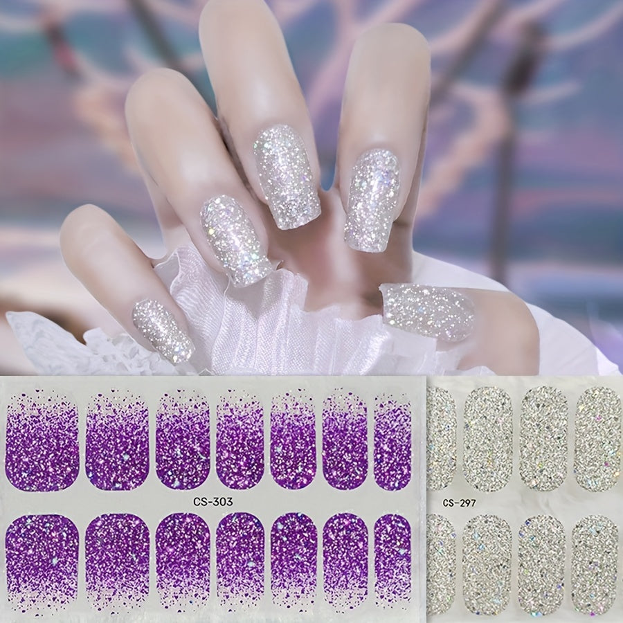 2pcs Self Adhesive Nail Wraps for UV Lamp Geometric Easy Apply & Remove