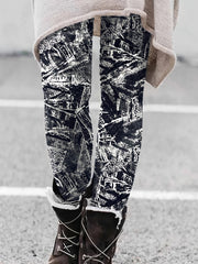  Retro Leggings Women's Plus Digital Print High Stretch Skinny Leggings