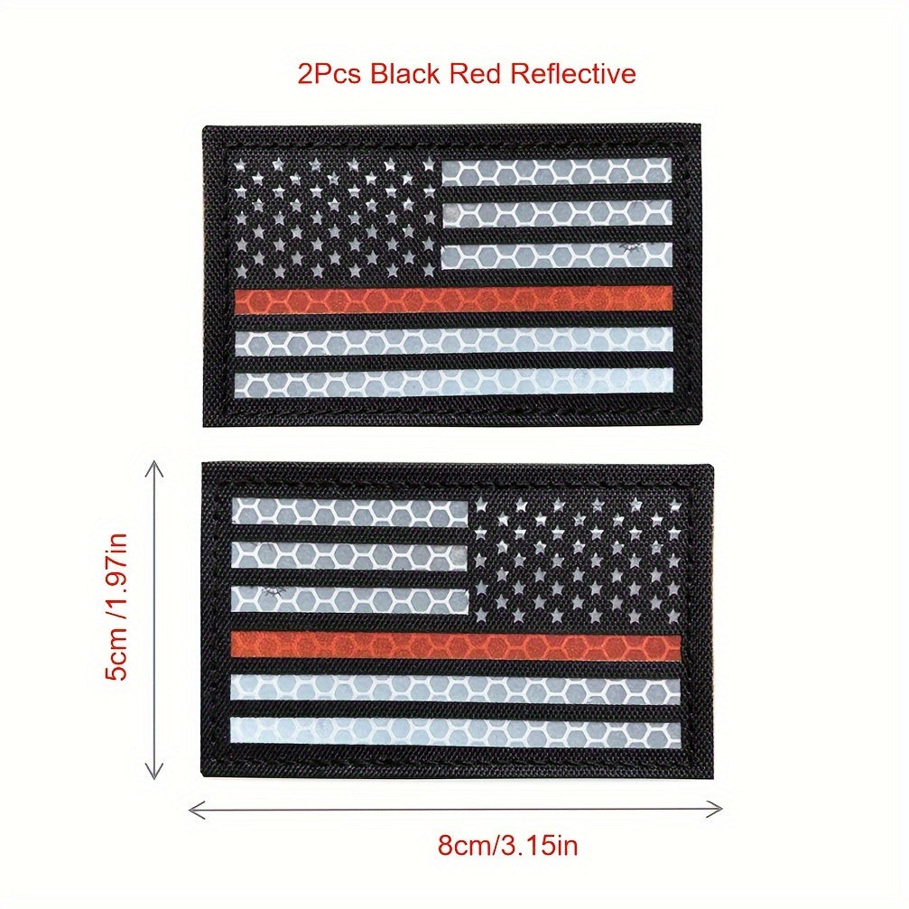 2pcs IR Reflective Flag PVC Patches for Backpacks Hats Jackets Pants
