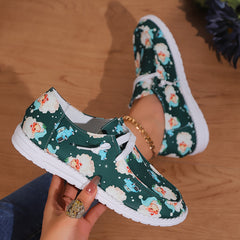 Santa Claus Cartoon Christmas Casual Skate Shoes