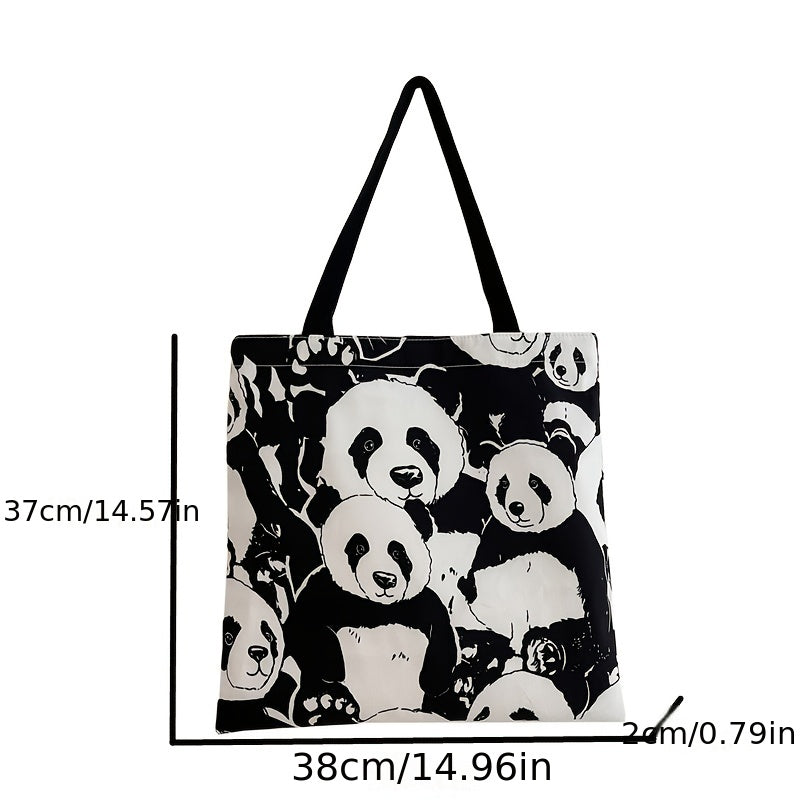 Panda Printed Tote Bag Cartoon Animal Shoulder Bag Large Capacity Storage