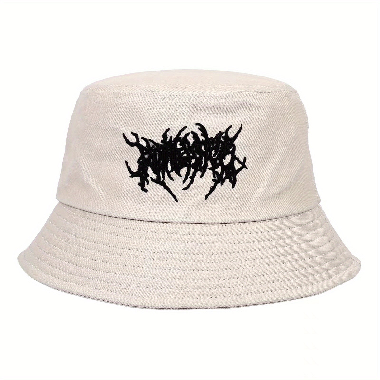 Gothic Embroidery Cotton Bucket Hat Unisex Lightweight Sunshade