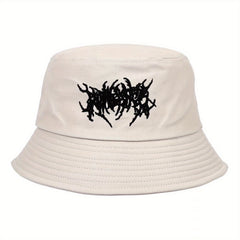Gothic Embroidery Cotton Bucket Hat Unisex Lightweight Sunshade