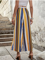  Boho Pants Women's Plus Patchwork Print Wide Leg Trousers