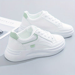Women Round Toe Flat Sneakers Lace Up Low Top Board Shoes