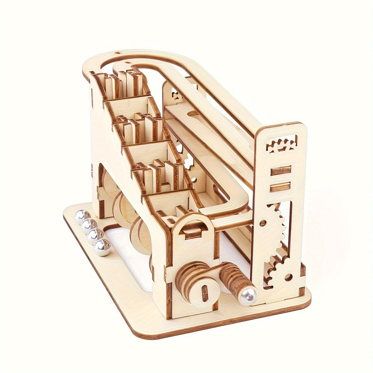 Wooden Puzzle Climbing Track 3D Jigsaw DIY Toy Light Yellow Wooden Craft