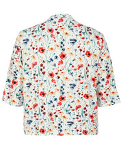 Plus Floral Print Half Sleeve Open Front Cardigan