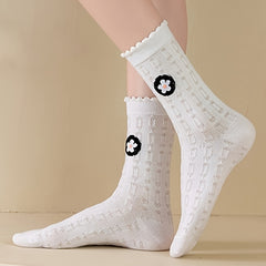 5 Pairs Floral & Bunny Print Socks Mid Tube Women's Stockings
