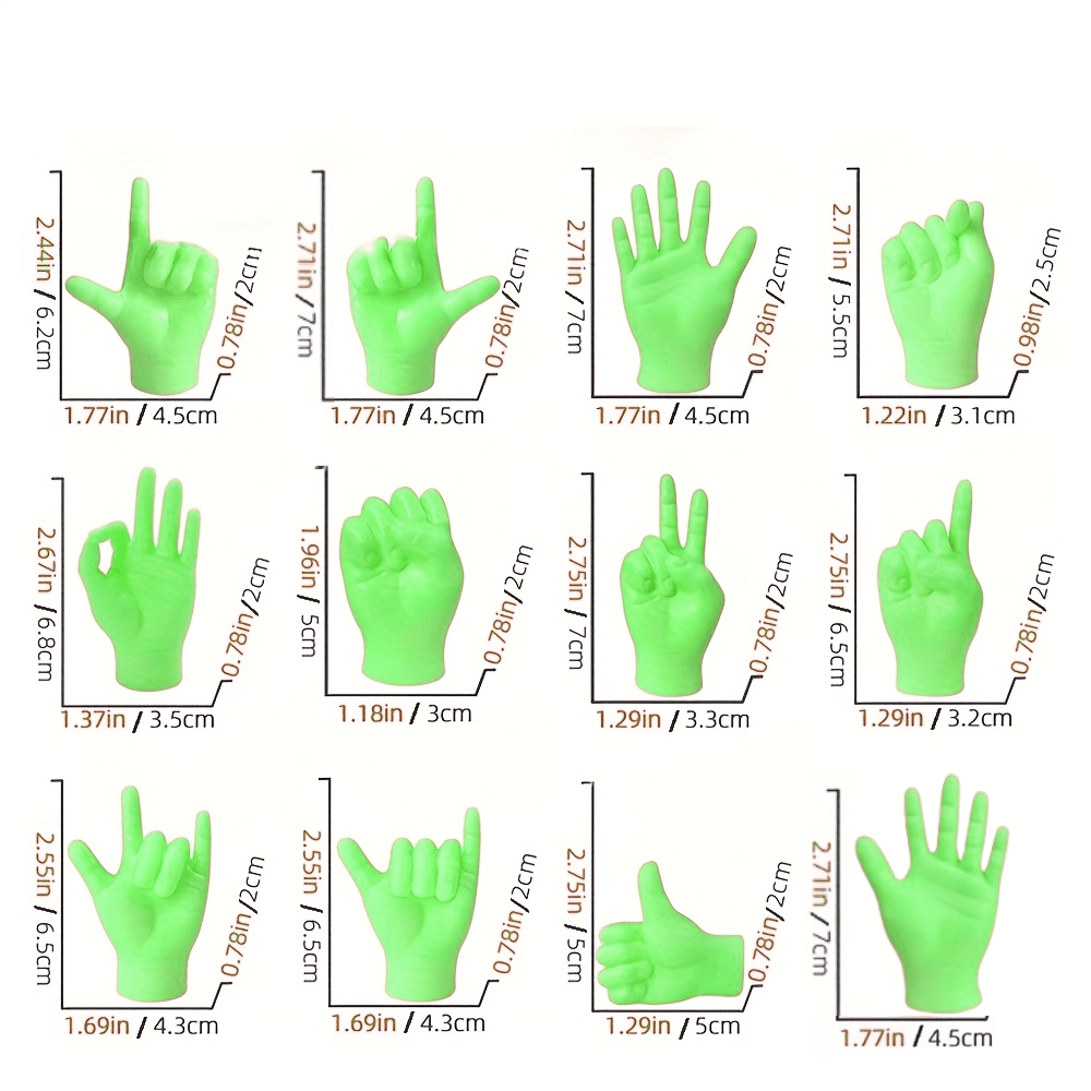 12pcs Mini Finger Hands Fluorescent Puppet Hands for DIY Crafts Pranks