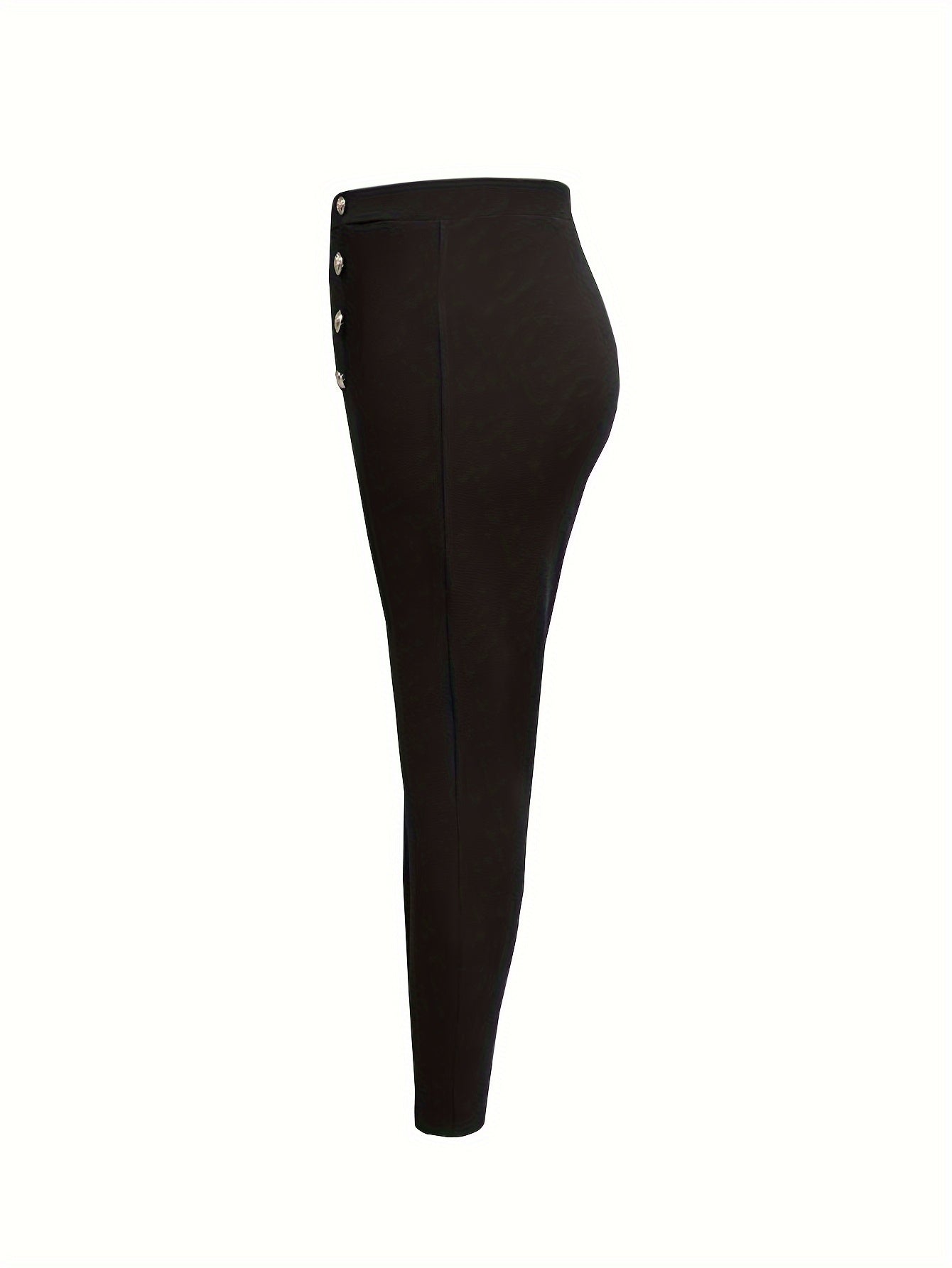  Solid Elastic Button Leggings
