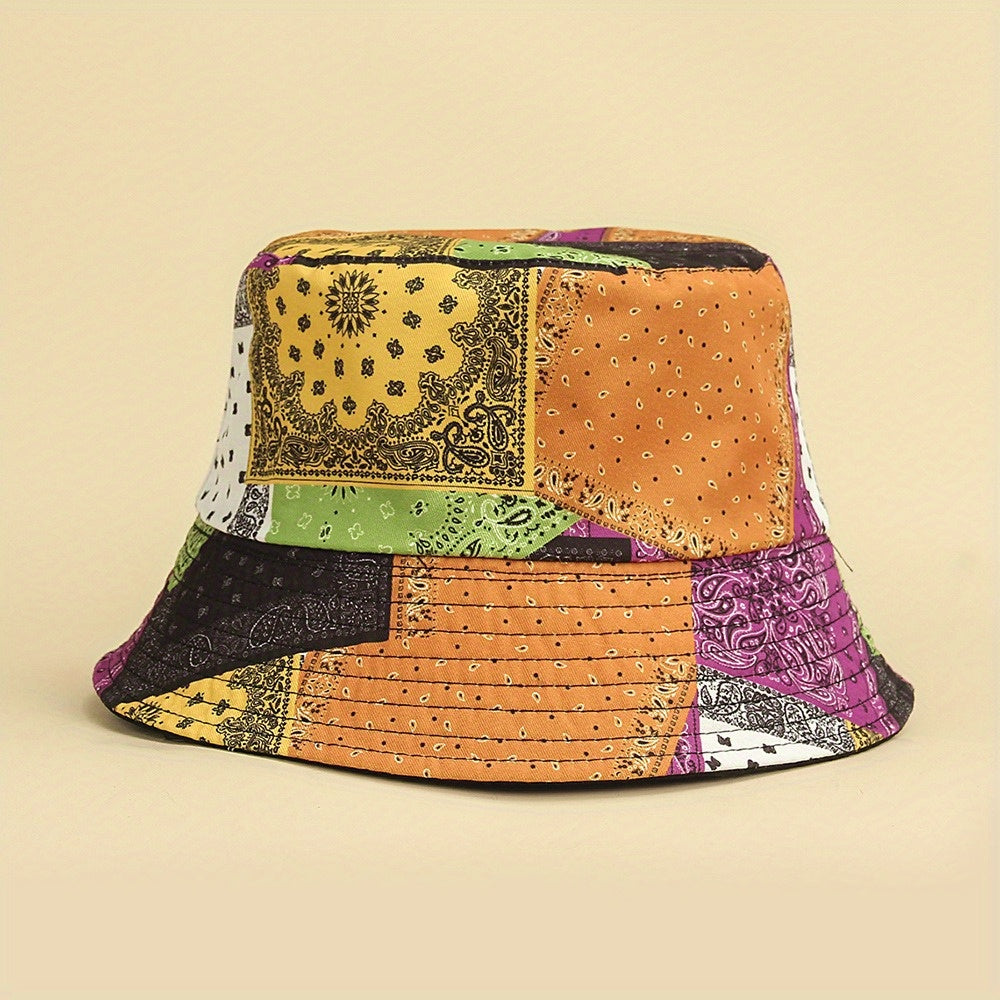 Boho Paisley Print Bucket Hat Lightweight Sunscreen Beach Hat