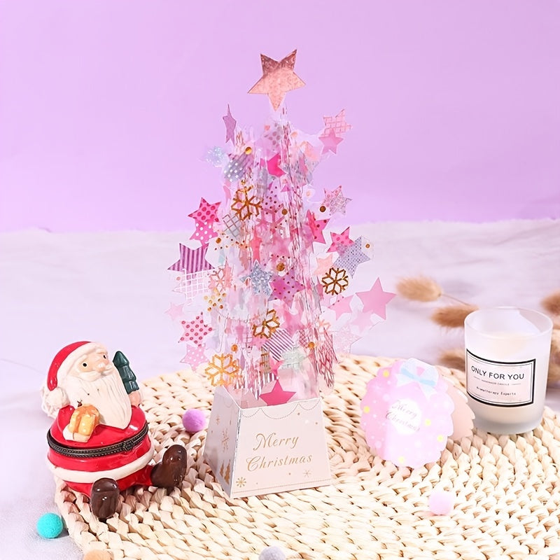 Christmas 3D Decoration Greeting Card Creative Tree Gift Blessing Message