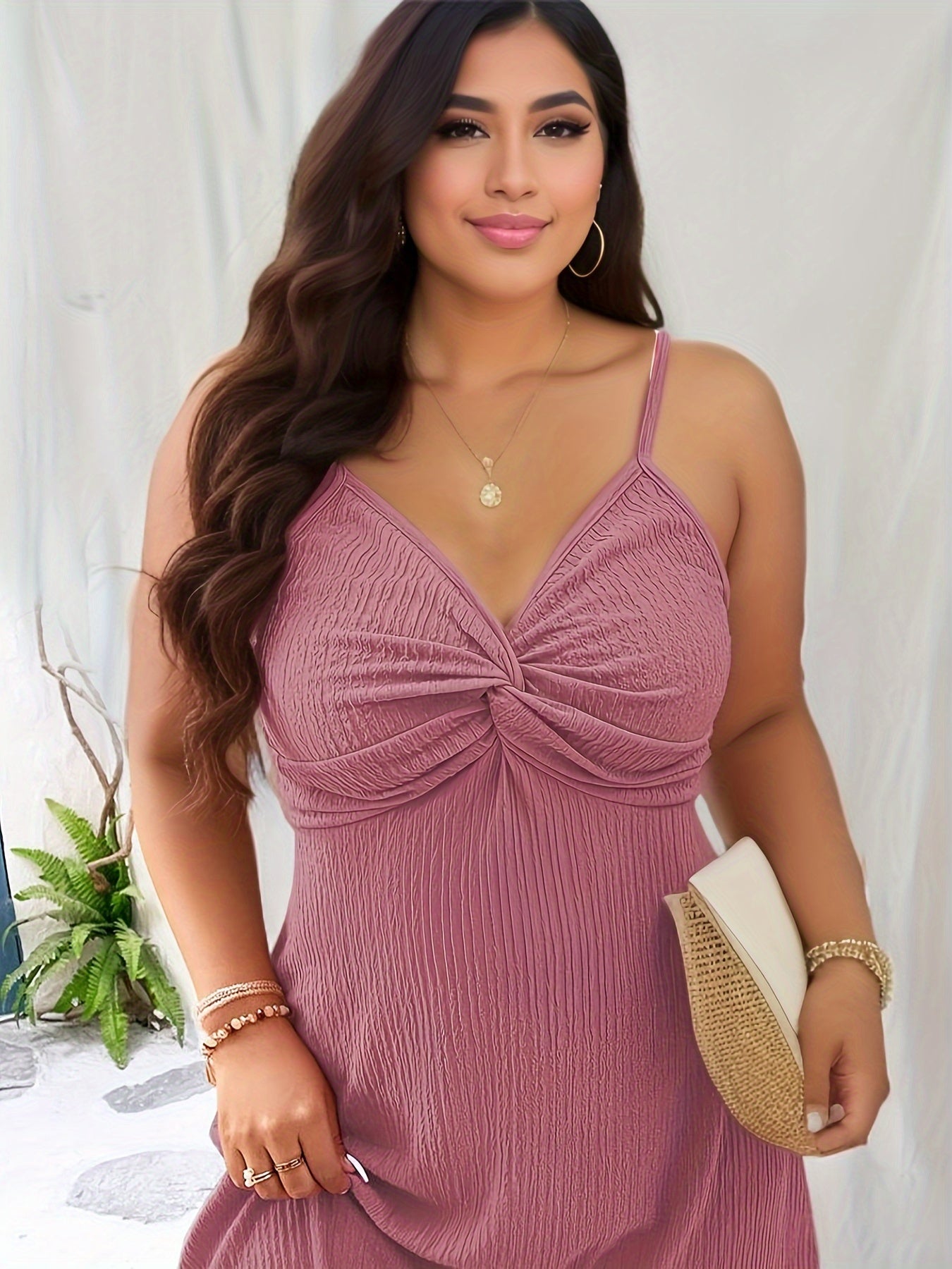  Twist Front V-Neck Cami Dress