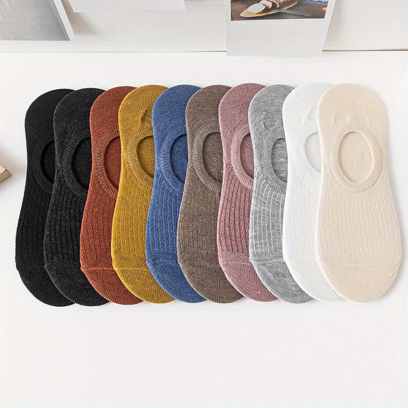 10 Pairs Ribbed No Show Socks Women's Ankle Lightweight Stockings