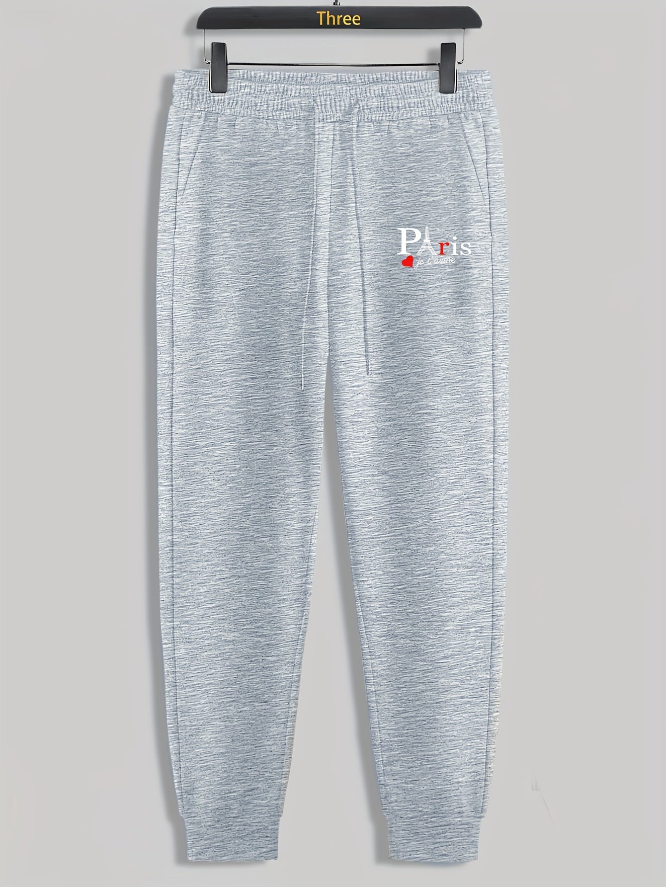 Paris Tower Print Men's Drawstring Sweatpants for Running Jogging