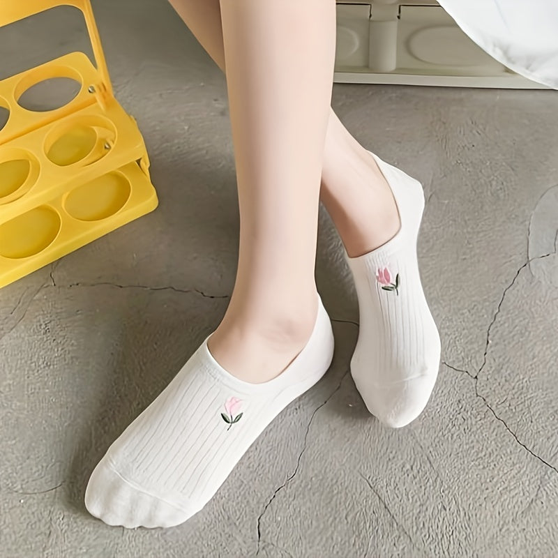10 Pairs Cartoon Embroidery Low Cut Ankle Socks Women's Stockings
