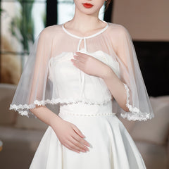 Sheer Lace Trimmed Shawl for Dresses
