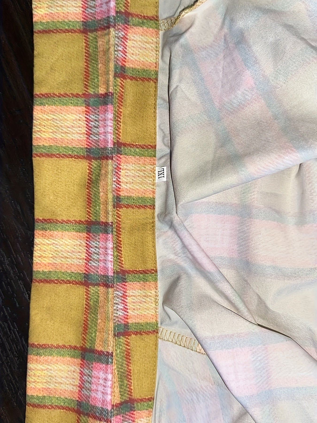  Plaid Print Side Split Blouse Long Sleeve Button Up