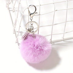Faux Rabbit Fur Ball Pom Pom Keychain Car Key Ring Handbag Tote Bag Pendant