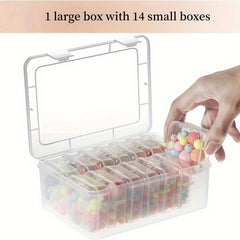 Clear Storage Box with Hinged Lid & 15 Rectangular Boxes