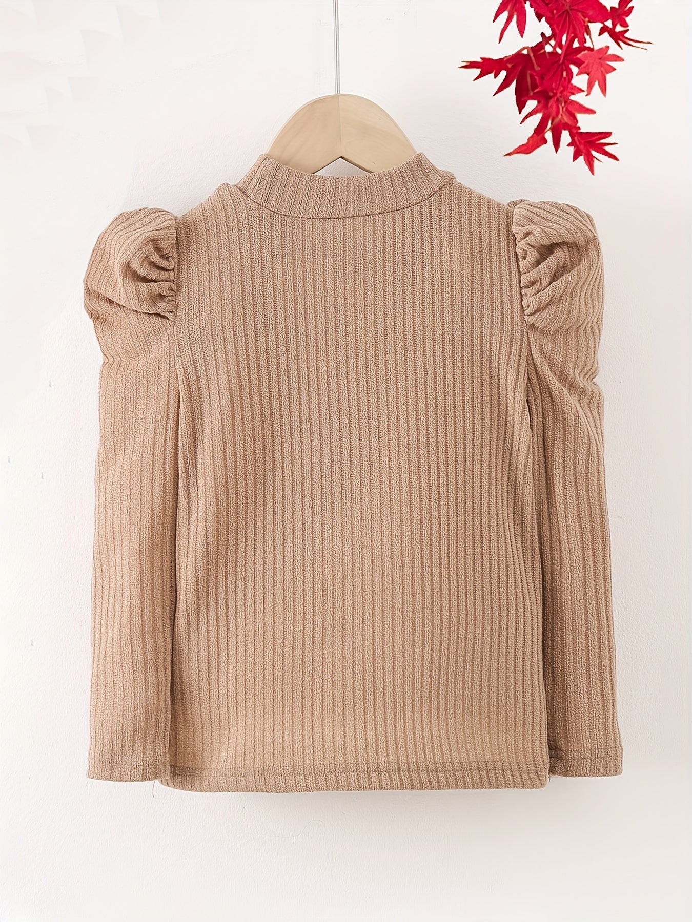 Girls Knit Sweater High Shoulder Long Sleeve Top