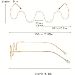 Y2K Wavy Rhinestone Glasses Frame for Women