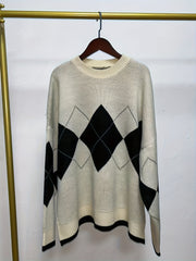  Argyle Pattern Round Neck Sweater Women's