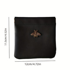 Metal Bee Decor Lipstick Bag PU Leather Cosmetic Bag