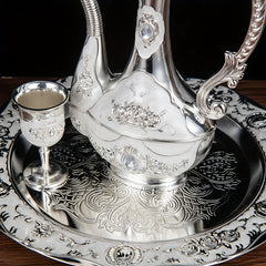 European Vintage Tea Set with Teapot, Cups, Tray