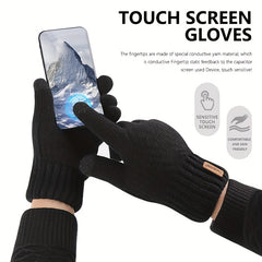 Men's Knitted Touch Screen Gloves with Fleece Lining