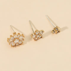 Star Leaf Flower Pearl Zircon Stud Earrings for One Ear