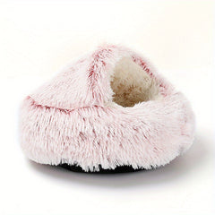 Plush Pet Bed With Non Slip Bottom - Warm and Comfortable Cat Naps