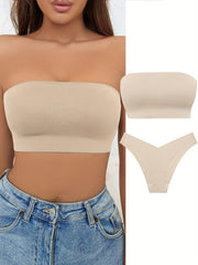 Seamless Strapless Bra & Panties Set Women's Lingerie
