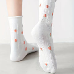 Floral & Fruit Print Socks for Women College Style Stockings
