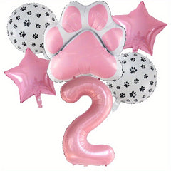 6pcs Dog Paw Bone Foil Balloons - Let's Pawty Balloon