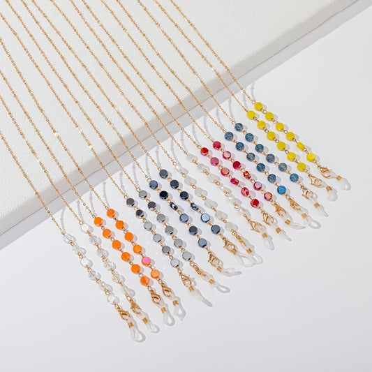 Colorful Glasses Chain Beaded Crystal Glass Mask Chain