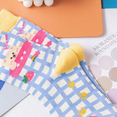 4 Pairs Women's Chocolate Bear Mid Tube Socks