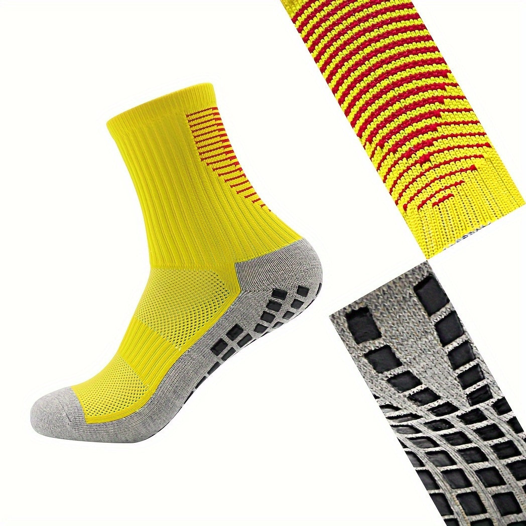 4 Pairs Non Slip Football Socks Striped Soccer Socks