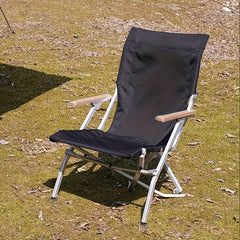 Ergonomic Folding Chair Aluminum Wood Armrest Portable Outdoor Camping