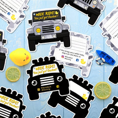 60pcs Duck Duck SUV Cards Car Duck Tags Game Card Printed With Rubber Bands