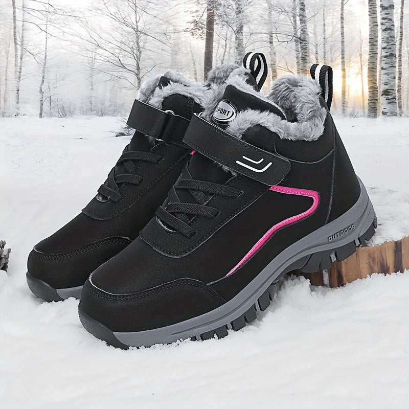 Plush Fur Lined Slip On Thermal Snow Shoes - Winter Sport Shoes