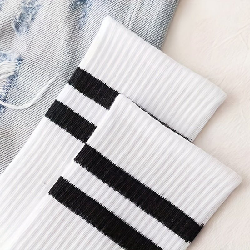 Striped Mid Tube & Japanese Crew Socks Women's Stockings