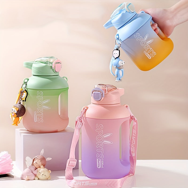 Gradient Water Bottle Straw Handle Portable Leakproof BPA Sports Cup