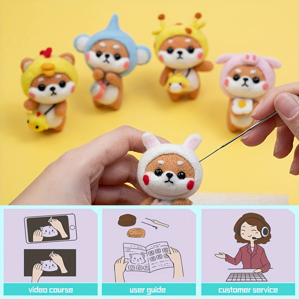 Needle Felting Kit Dog Corgi DIY Craft Kids Adults Material Package Pen