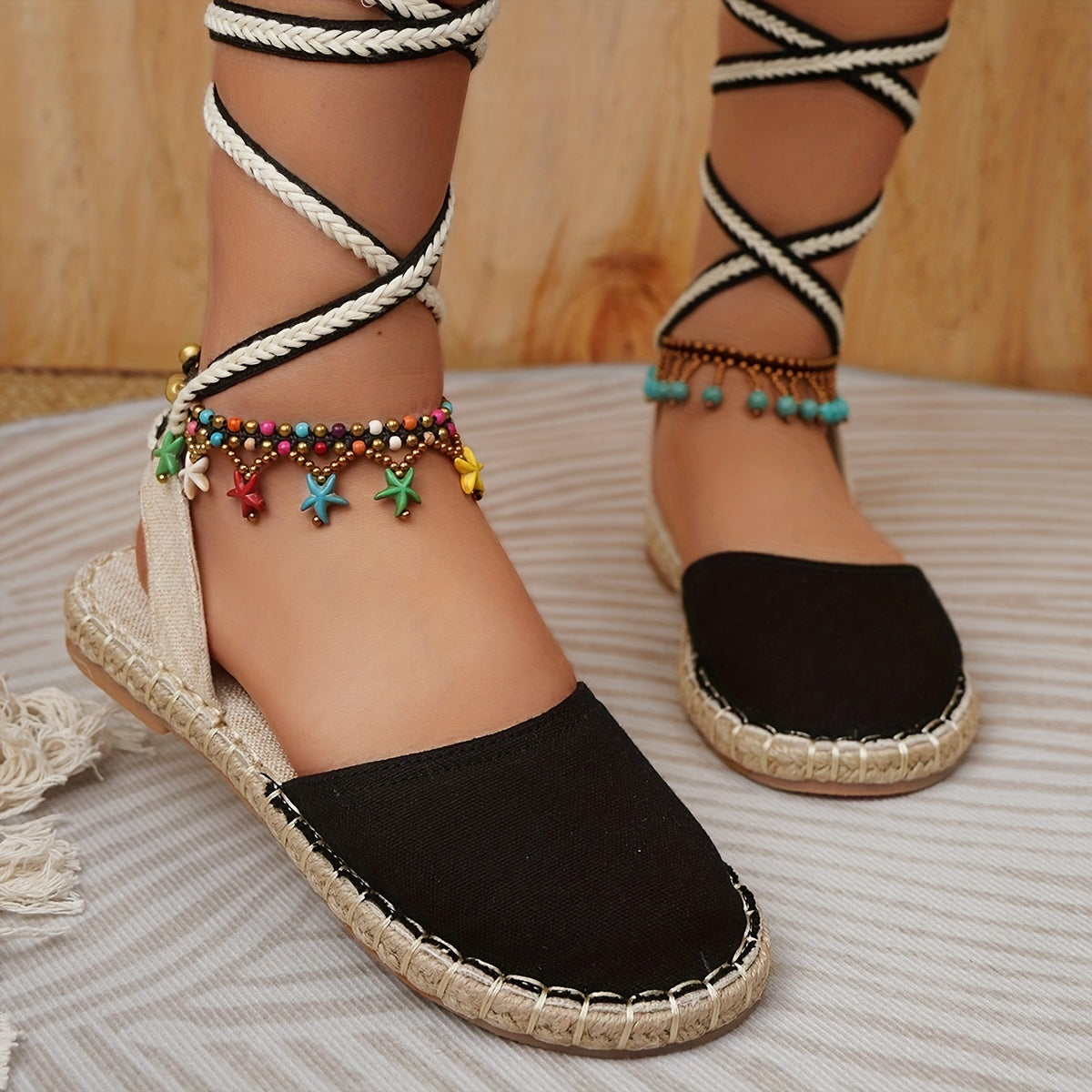 Women's Criss Cross Straps Sandals Flat Slingback Espadrilles