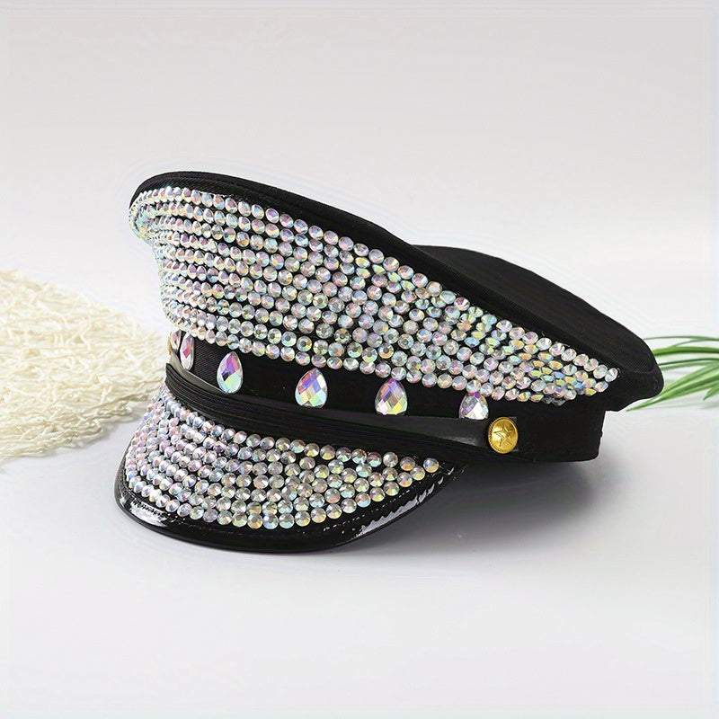 Punk Rhinestone Bride Hat Bachelorette Party Captain Caps