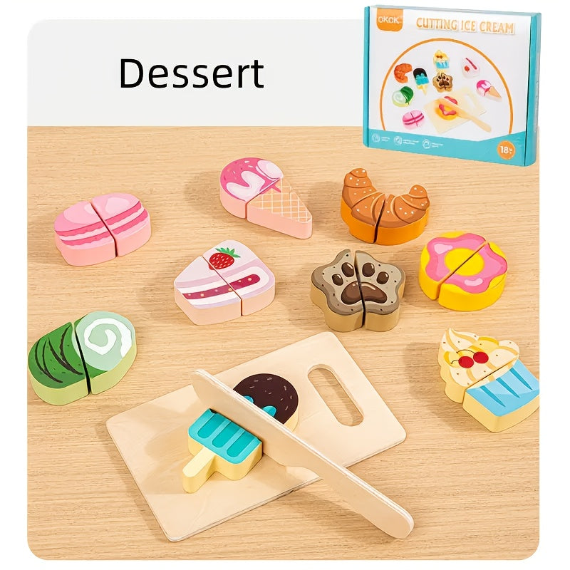 Wooden Toy Cutting Fruits and Vegetables with Magic Tape